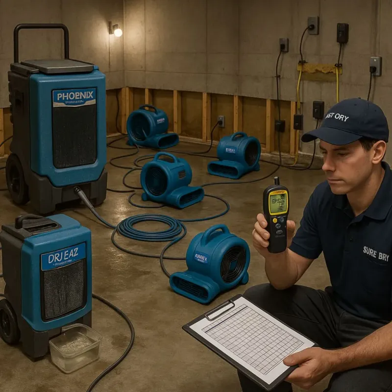 Structural Drying and Dehumidification process in North Puyallup, WA